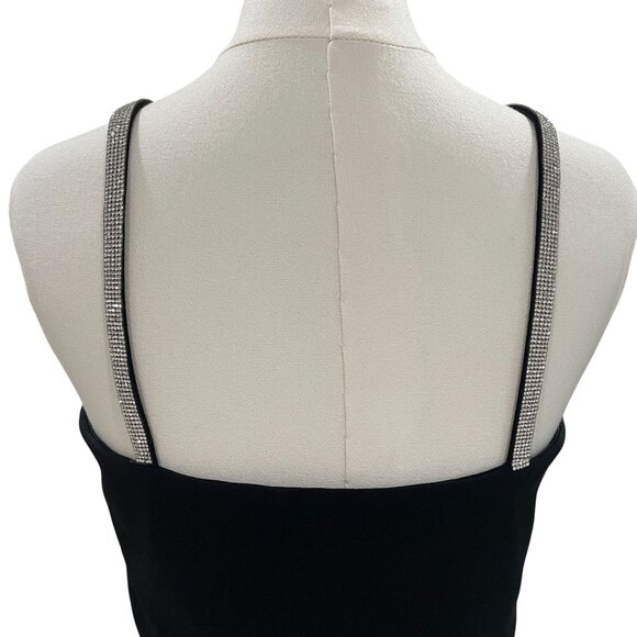 Sincerely Jules Black Rhinestone Crop Top Glam Coquette Party Holiday Baddie - Picture 8 of 9